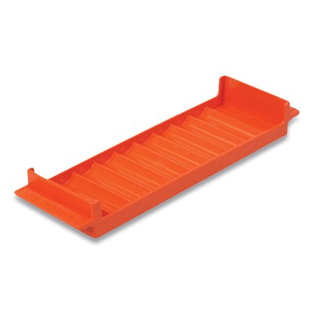 CONTROLTEK Stackable Plastic Coin Tray, Quarters, 10 Comp, Denom/Capacity Etched On Side, Stackable, Orange 560563